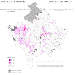 Distribution of Roma, Ashkali and Egyptians in Kosovo 2011 by settlements.