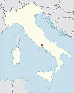 Locator map for diocese of Frosinone