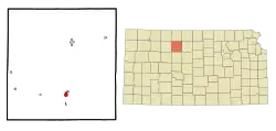 Location within Rooks County and Kansas