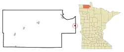 Location of Roosevelt, Minnesota