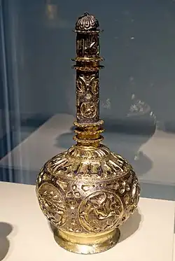 Rosewater bottle, Buyid art, early 12th century, Iran. Freer Gallery of Art.[169]