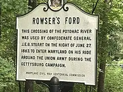 historic sign called Rowser's Ford