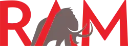 RAM is spelled in red capital letters, with a brown mammoth under the A.