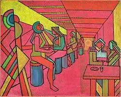 Red Bar (1984–85), acryl, email, oil, canvas