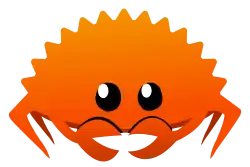 A bright orange crab icon