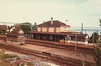Station building with the later removed switch box
