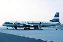 A LOT Ilyushin IL-18 in the pre-1977 livery.