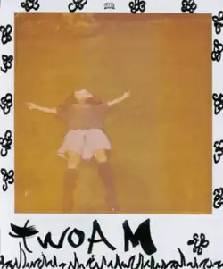 Cover art for "TwoAM": a Polaroid picture of SZA lying on an empty field, with grass and flowers drawn on the frame