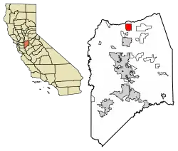 Location of Collierville in San Joaquin County, California.