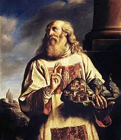 Painting inside the Palace, "San Marino blessing the city" by Guercino