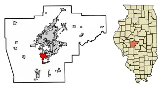 Location of Chatham in Sangamon County, Illinois.