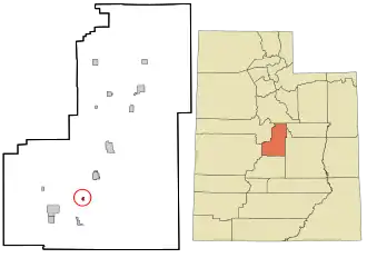 Location in Sanpete County and the state of Utah.