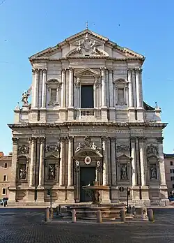 The Renaissance façade of Sant'Andrea della Valle, Rome, is a two tiered temple with paired columns.