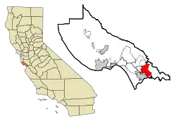 Location in Santa Cruz County and the state of California