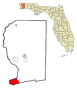 Location in Santa Rosa County and the state of Florida