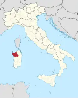 Location of the Metropolitan City of Sassari in Italy