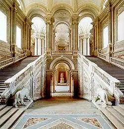 The Baroque staircase in the Palace of Caserta