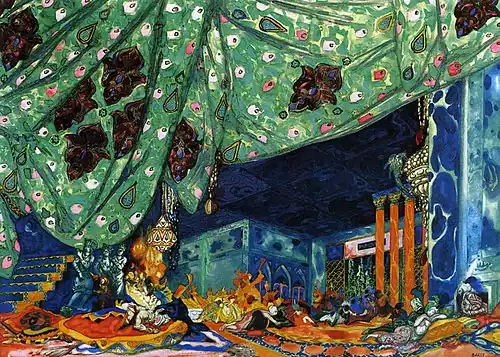 Set for Nikolai Rimsky-Korsakov's ballet Sheherazade by Léon Bakst (1910)