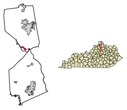 Location of Corinth in Scott County, Kentucky.