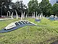 Hindmarsh Square sculptures, including fish bones.