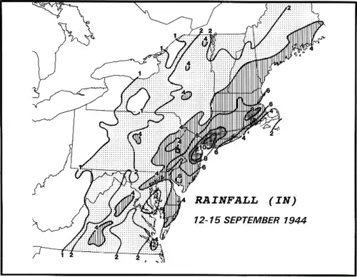 Contour map of rainfall totals