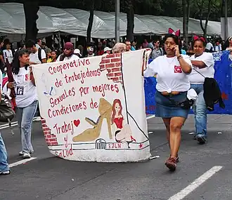 Image 17Sex workers demonstrating for better working conditions at the 2009 Marcha Gay in Mexico City (from Sex work)