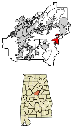 Location of Wilsonville in Shelby County, Alabama.