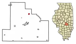 Location of Findlay in Shelby County, Illinois.