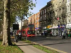 Uxbridge Road on the north side of the Green, Shepherd's Bush, formerly A40