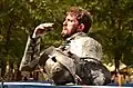 Performer dressed as a knight