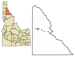 Location of Mullan in Shoshone County, Idaho.