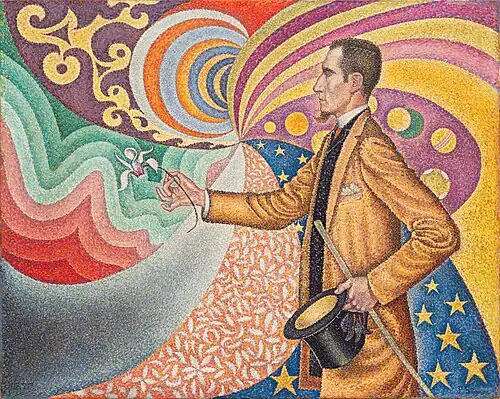 Félix Fénéon; by Paul Signac; 1890; oil on canvas; 73.5 x 92.5 cm; Museum of Modern Art (New York City)[233]