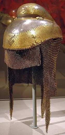 A Sikh helmet from the late 18th century. Note the adaptation on the helmet's crown to allow for a Sikh's uncut hair.