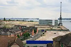 The site, May 2007 before demolition of the final smaller shed and crane.