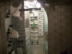 The waste management facilities in Skylab B (S-IVB-515) at the National Air and Space Museum.