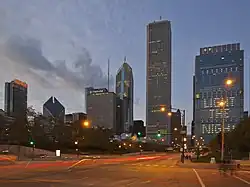 The skyline of Chicago at dark