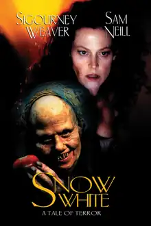 Sigourney Weaver dressed as both Claudia and her old crone form, with the latter holding an apple, stands shrouded in darkness. The names 'Sigourney Weaver' and 'Sam Neill' are at the top of the image, and the film's title is at the bottom.