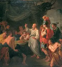 Painting of Socrates teaching to a group of people