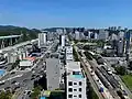 Songjeong-dong looking north, with Donghae Expressway far left