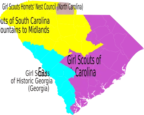 Map of Girl Scout Councils in South Carolina