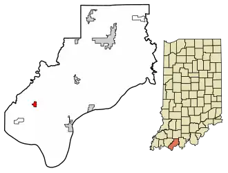 Location of Richland in Spencer County, Indiana.