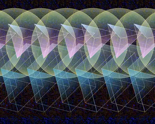 Sphere Cube Triangle 3D Stereogram Illusion