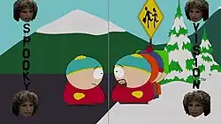 A frame from the South Park episode "Spookyfish" showing 'Spooky Vision' being used