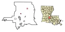 Location of Washington in St. Landry Parish, Louisiana.
