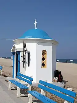 St. Dimitrius Chapel on the beach of Olympiaki Akti, Greece