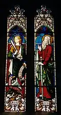 Detail, Apostles John and Paul, Hardman of Birmingham (1861–1867), typical of Hardman in its elegant arrangement of figures and purity of colour. St. Andrew's Cathedral, Sydney
