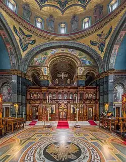 The iconostasis in front of the altar.