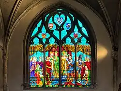 Stained glass: Saint Remigius baptizing Clovis I on 25 December 496