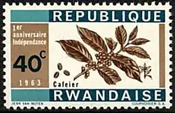 Independence commemorative stamps issued in Rwanda (1963)