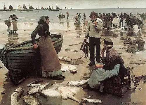 Image 3Stanhope Forbes, A Fish Sale on a Cornish Beach (1884-85); also showing traditional dress (from Culture of Cornwall)